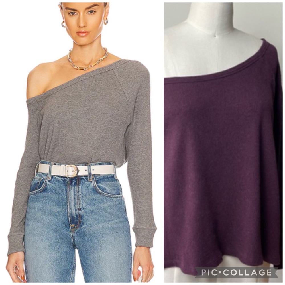 V114 ENZA COSTA Thermal Cuffed Off Shoulder Top